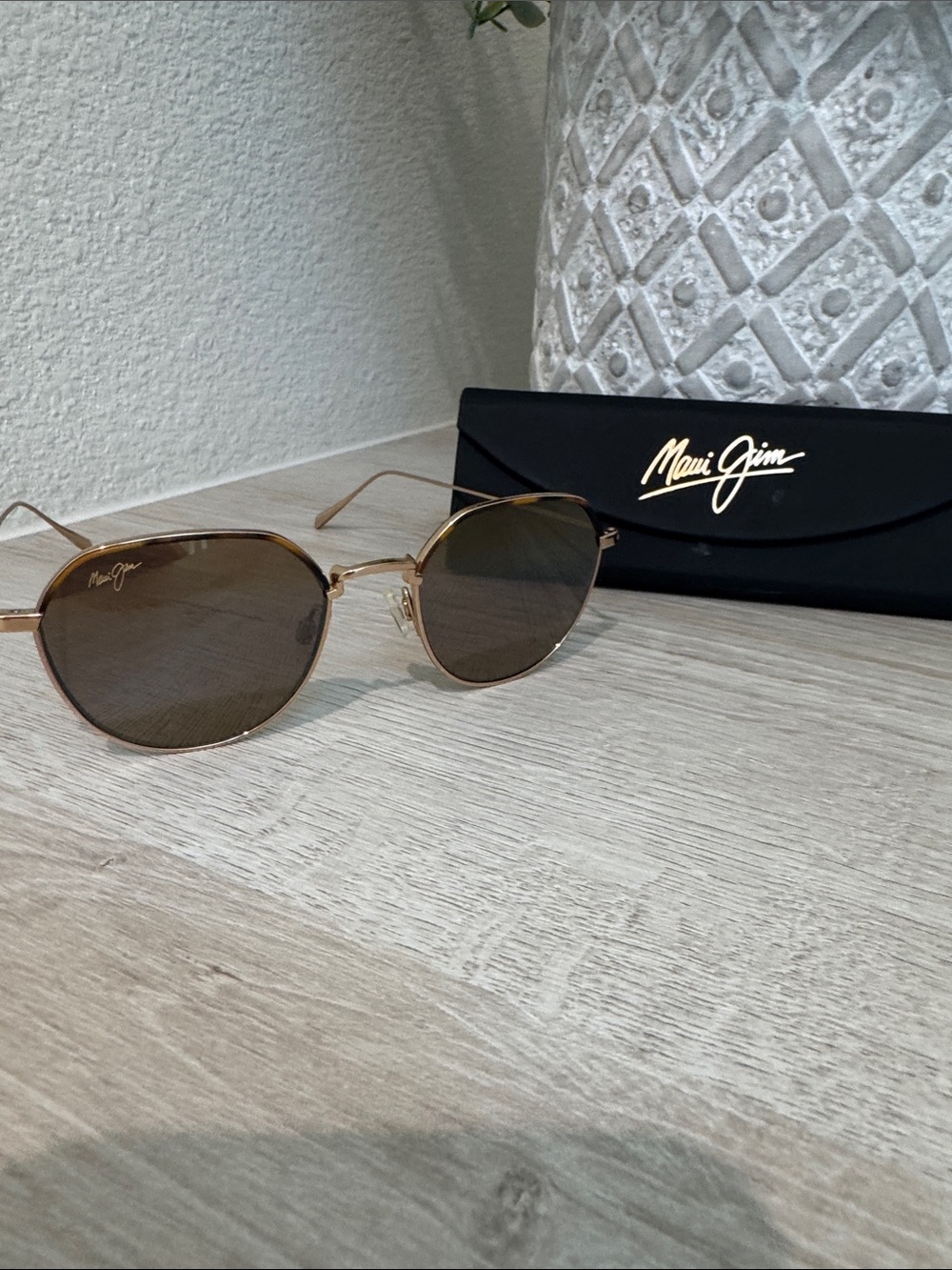 Maui Jim Gold Frame Brown Lens Women's Sunglasses with Black Case